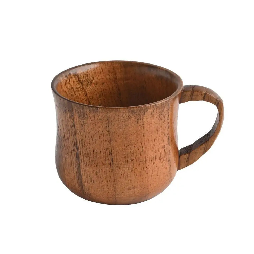 Solid Wood Retro Handle Coffee Mug – Heat Resistant Wooden Cup