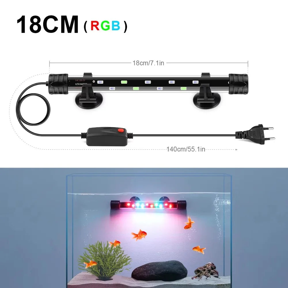 Submersible Aquarium LED Light 18–48cm Fish Tank Tube Lamp