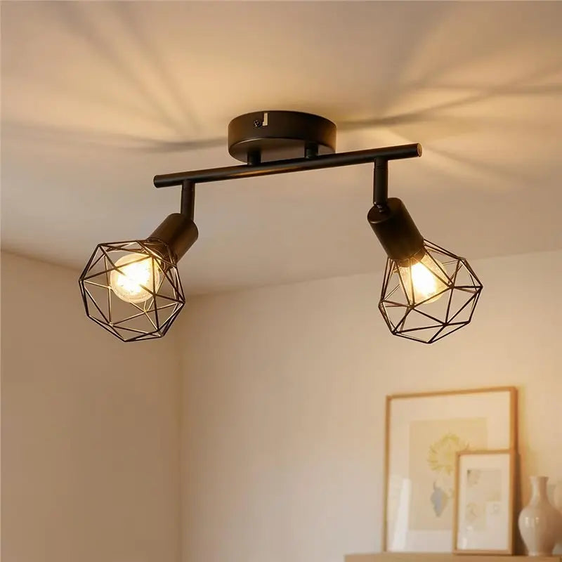 Retro Black E14 Wire Cage Spotlight – Ceiling & Wall Mount