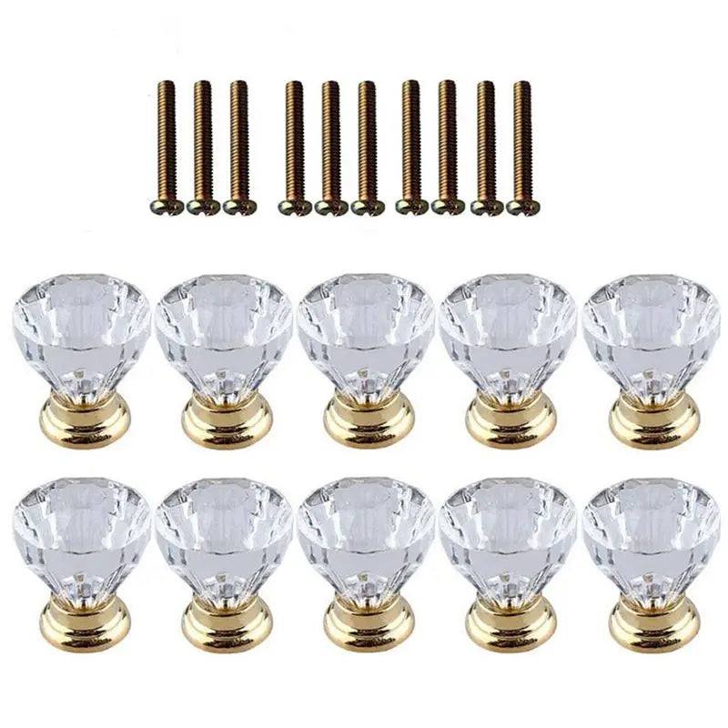 30-Pack Crystal Diamond Cabinet Knobs – Zinc Alloy Drawer Handles