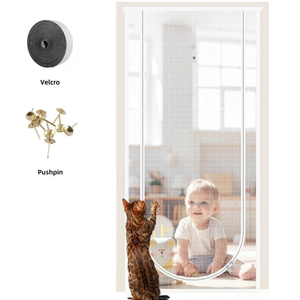 Heavy Duty Cat Screen Door with Dual Zippers – Scratch Proof