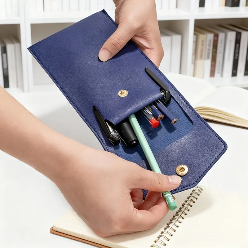 PU Leather Pencil Case Large Capacity Pen & Glasses Bag