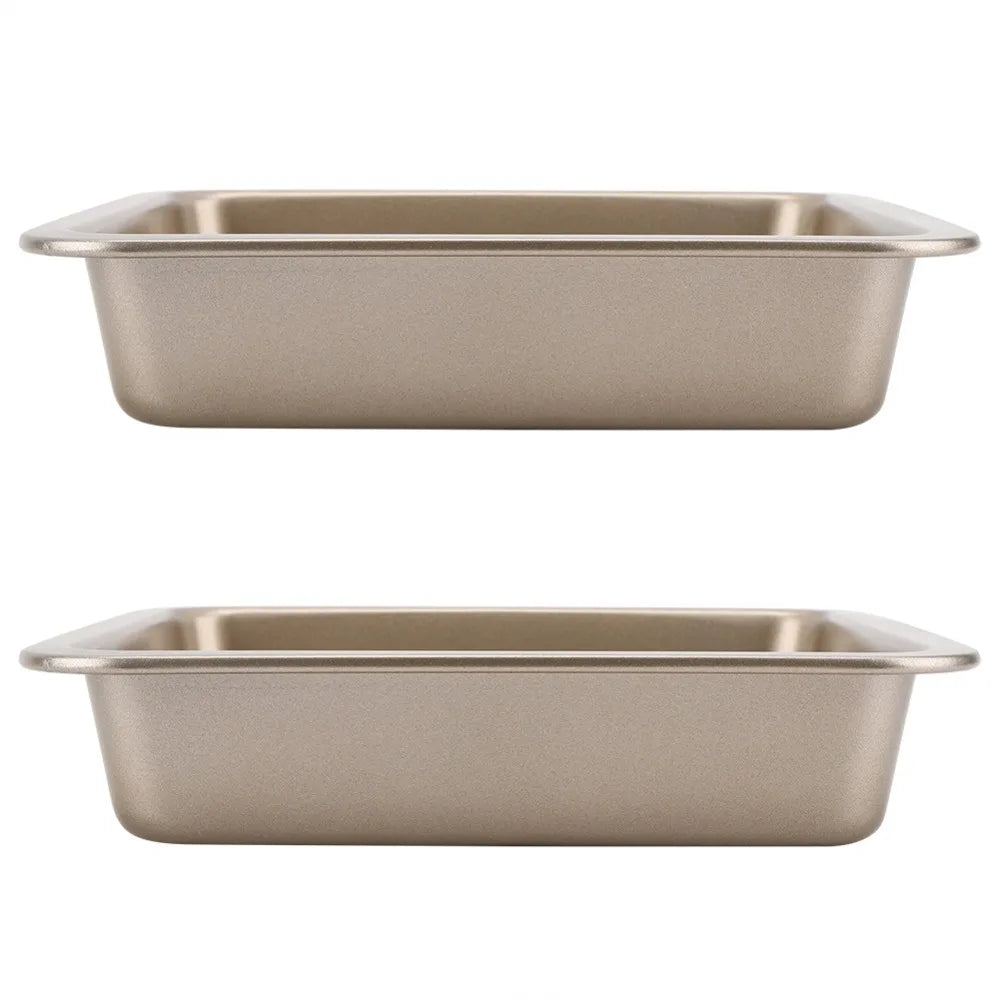2-Pack Gold Non-Stick Carbon Steel Square Baking Pan Set