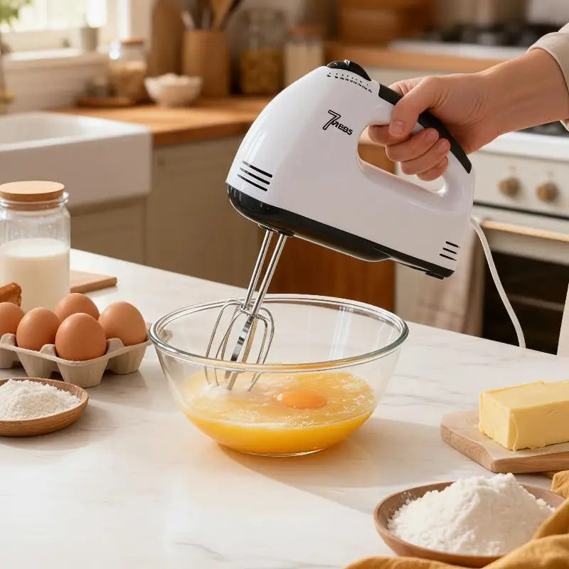 7-Speed Electric Hand Mixer with Beaters & Dough Hooks