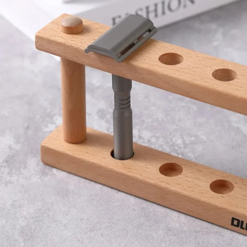YAQi Beech Wood Safety Razor & Shaving Brush Holder Stand
