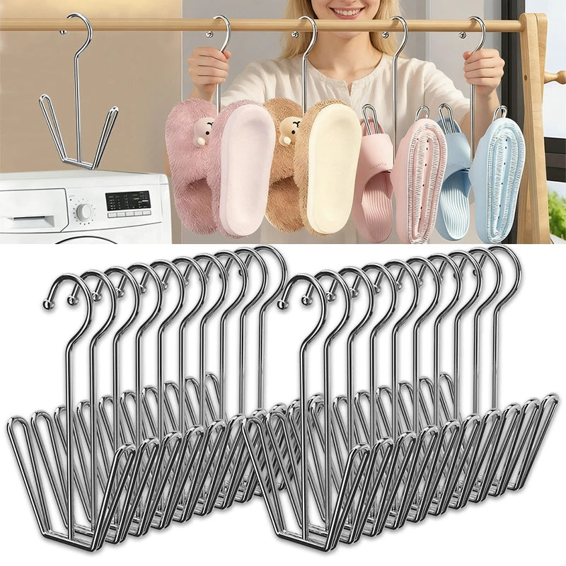 Stainless Steel Hanging Shoe Rack with Double Hook | Silver