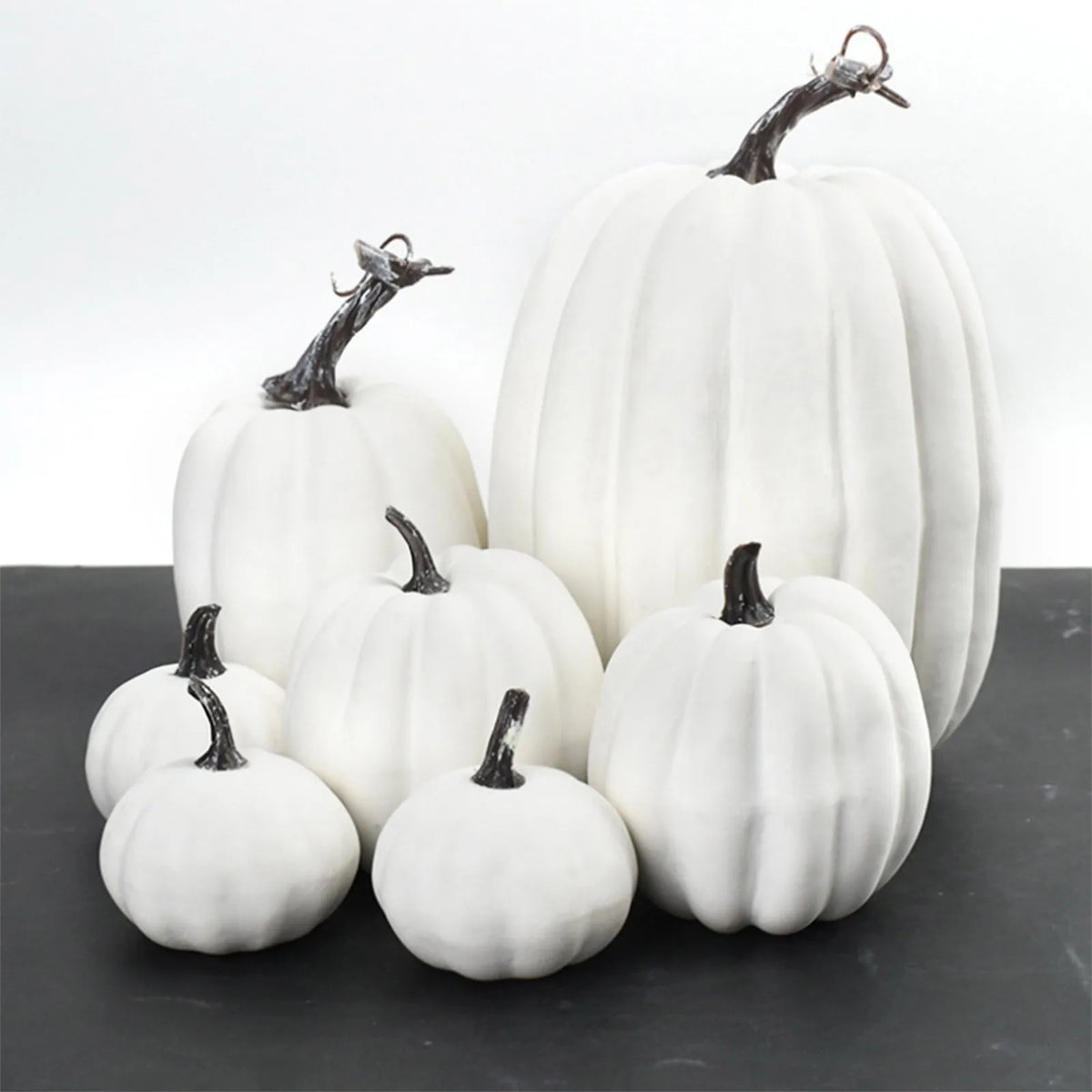 7-Piece Artificial Pumpkin Set – Fall Halloween Harvest Décor