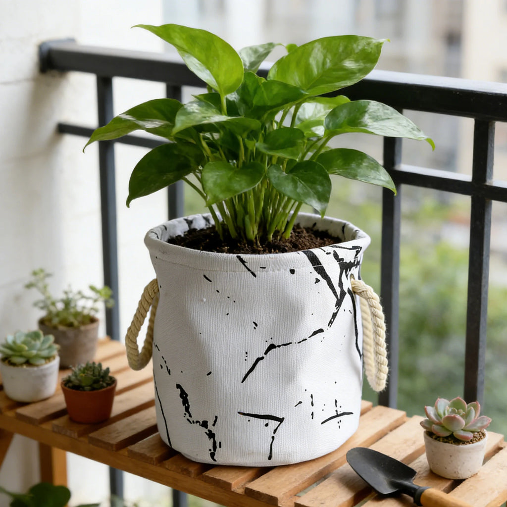 Nordic Linen Planter Bag with Rope Handles | Round Home Décor