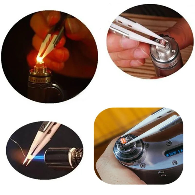 2-Pack Ceramic Tip Stainless Steel Soldering Tweezers