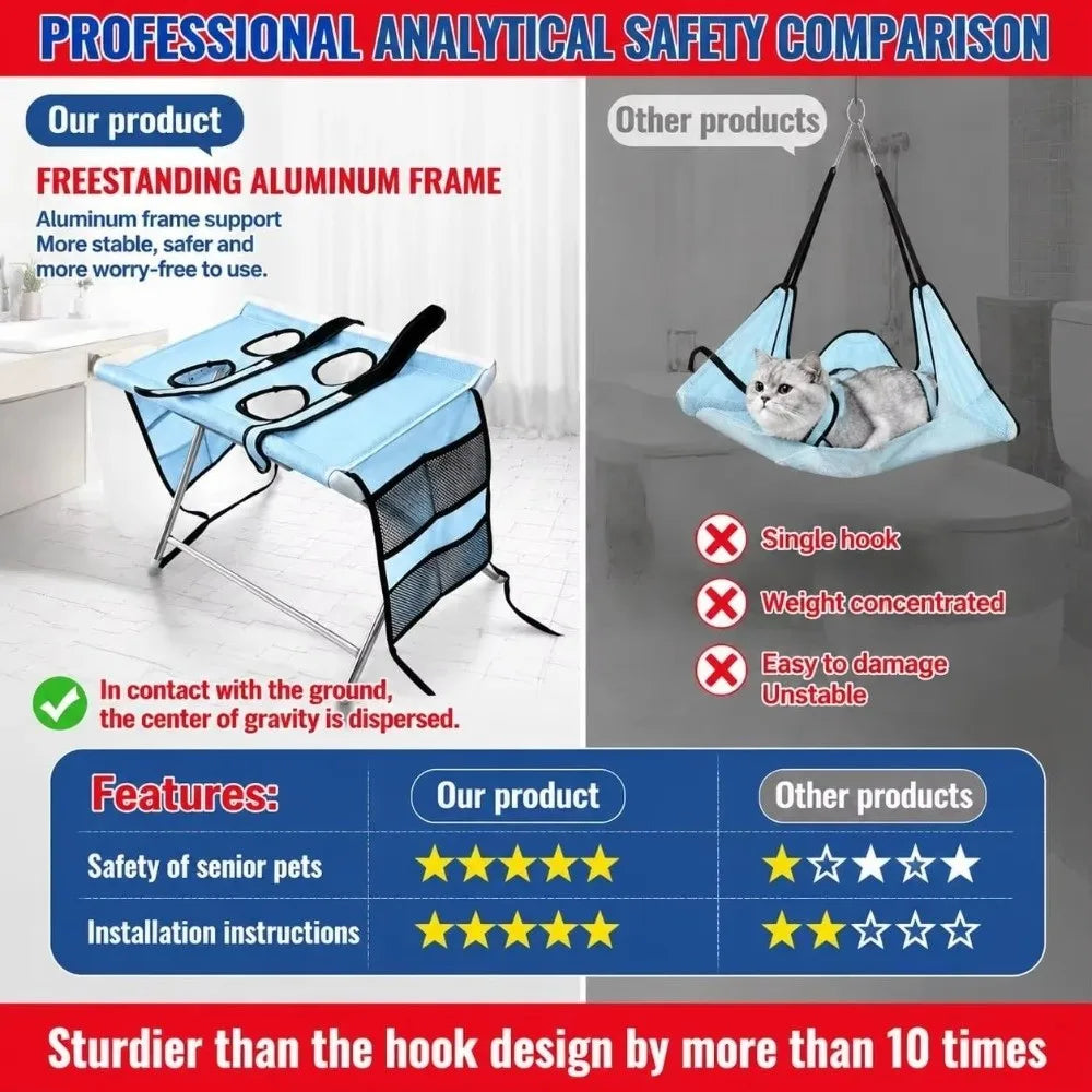 Foldable Oxford Cloth Pet Grooming Table – Metal Frame