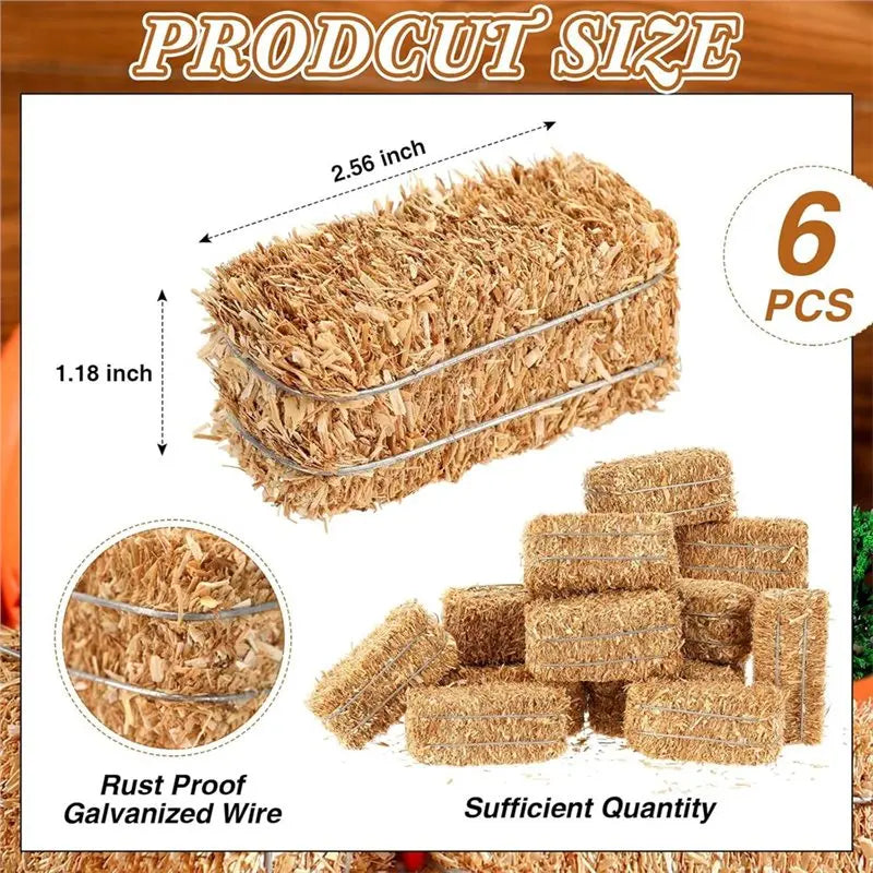 Mini Hay Bales Decor Set of 6 – Rustic Western Party