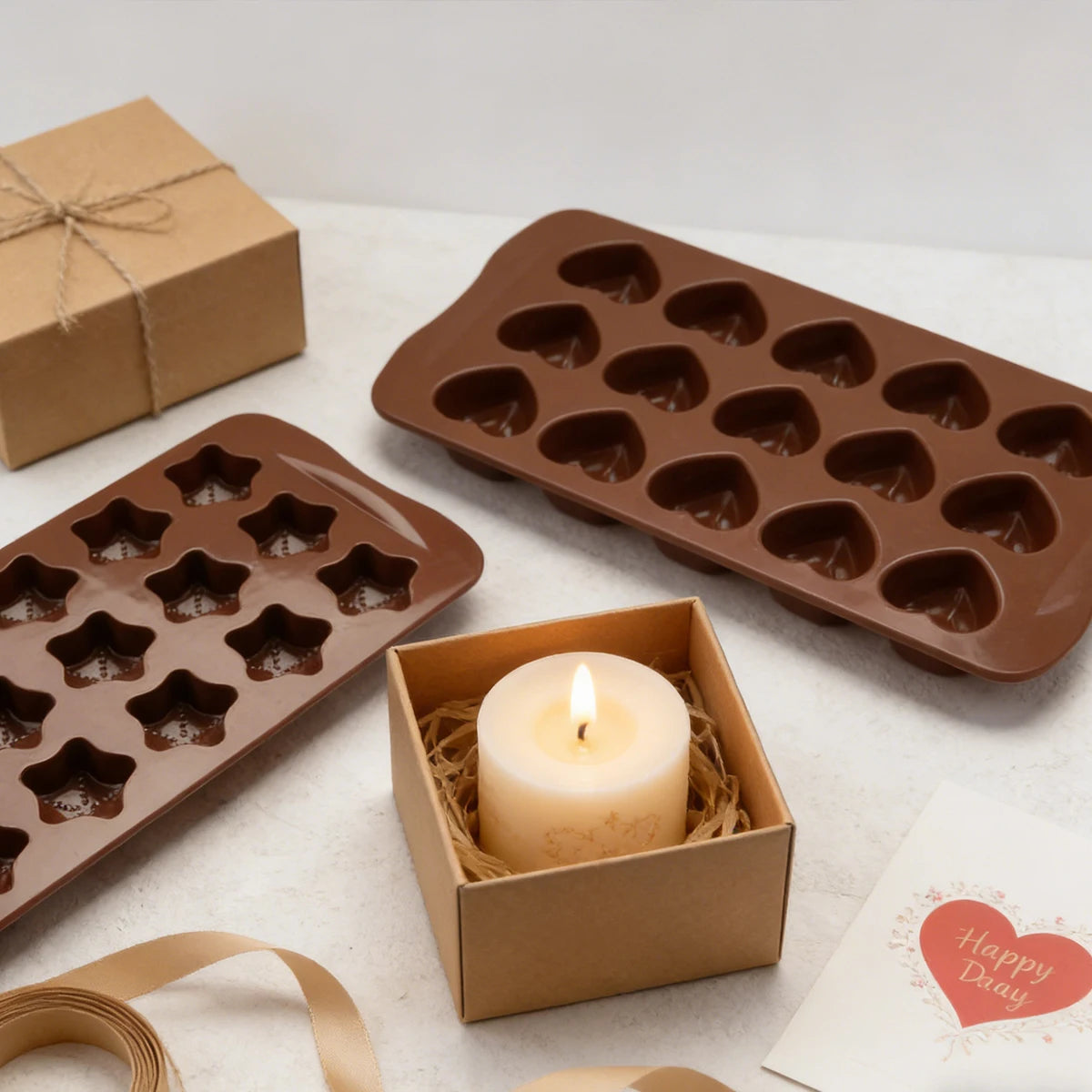 15-Cavity Heart & Star Silicone Mold for Candles, Soap & Resin