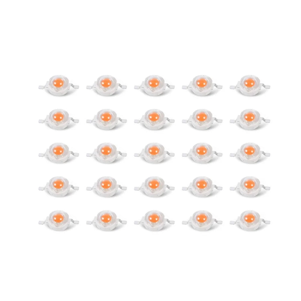 25-Pack 3W Full Spectrum LED Grow Light Chips 380nm–840nm