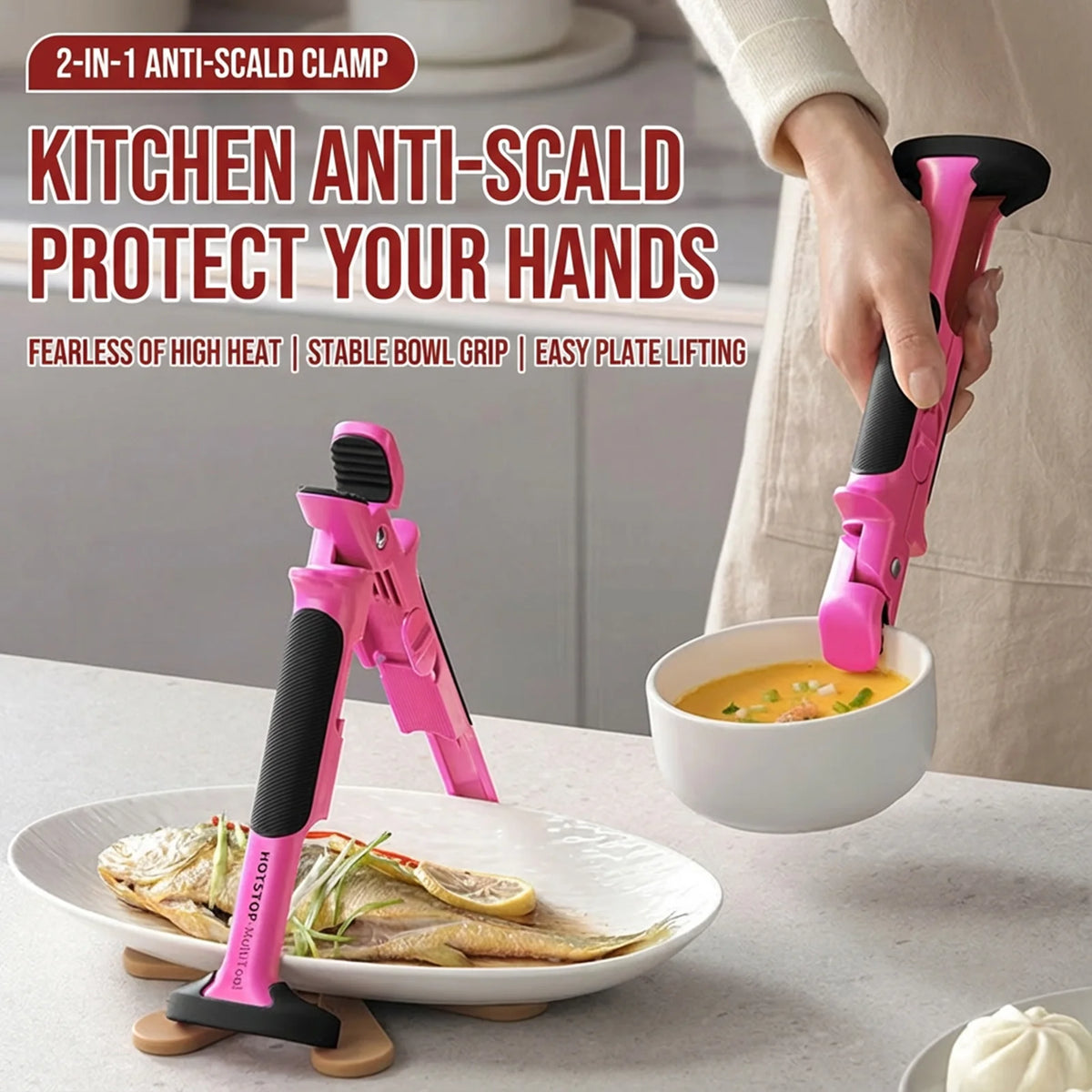 Silicone Bowl Tongs – Heat Resistant Non-Slip Plate Gripper
