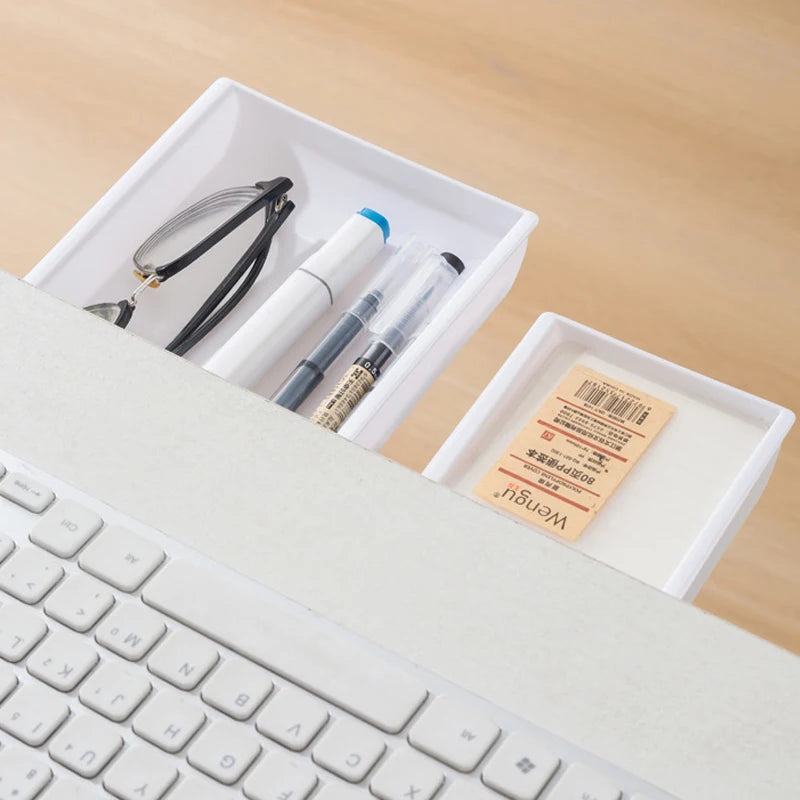 No-Drill Under-Desk Pull-Out Storage Drawer Organizer Box