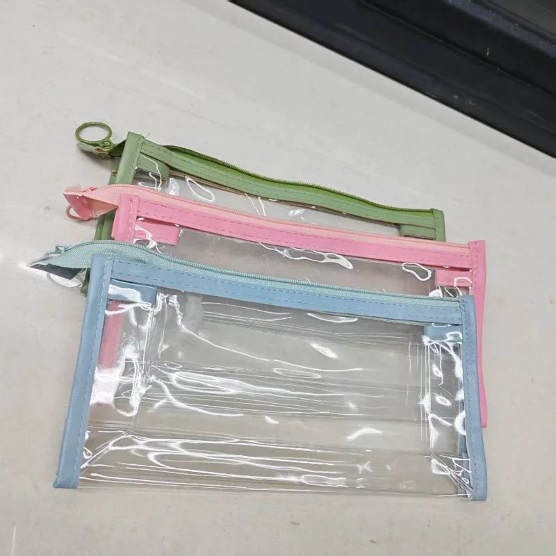 Transparent Triangle Pencil Case PVC Large Capacity Zipper Pouch
