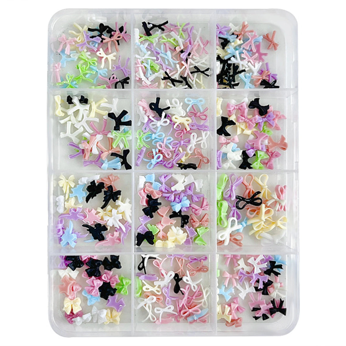 12-Grid 3D Bowknot Nail Art Charms Set – Mixed Sizes