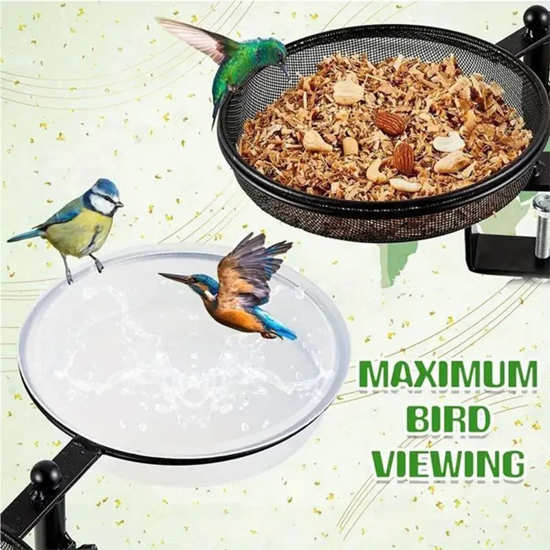 Outdoor Clamp-On Bird Bath Feeder – Detachable Water Bowl