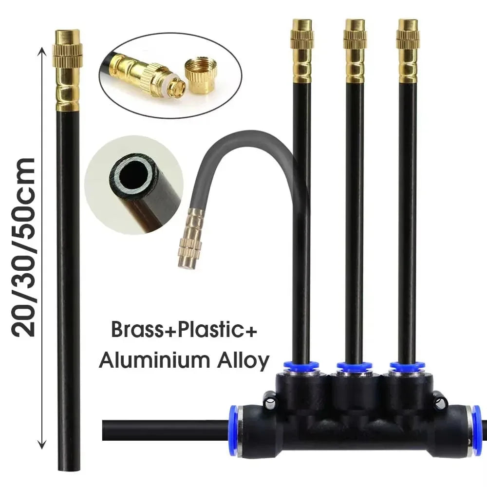 360° Brass Misting Nozzles 5/10 Pack – 20/30/50cm Adjustable