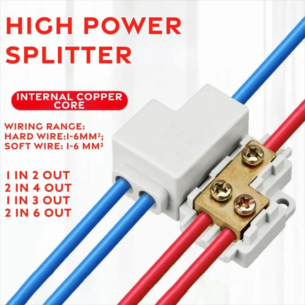 Brass Quick Terminal Block High Power Splitter 1–6mm² 60A