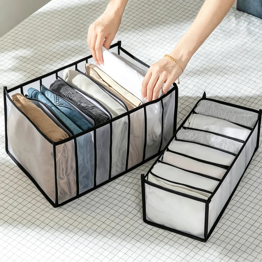 KindFuny 9/7 Grid Foldable Closet Pants & Clothes Organizer