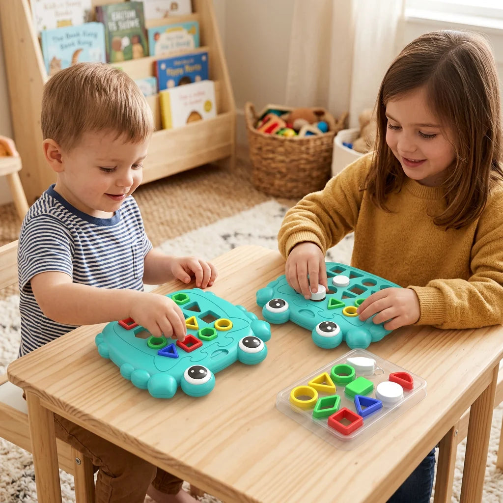 Dual Player Geometry Matching Board Game – Crab Theme STEM Toy