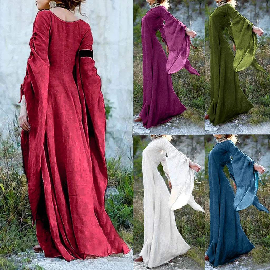 Women's Gothic Victorian Long Sleeve Maxi Dress | Medieval Costume