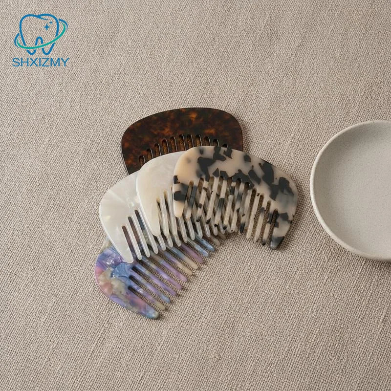 Marbled Cellulose Acetate Wide Tooth Comb – Anti-Static