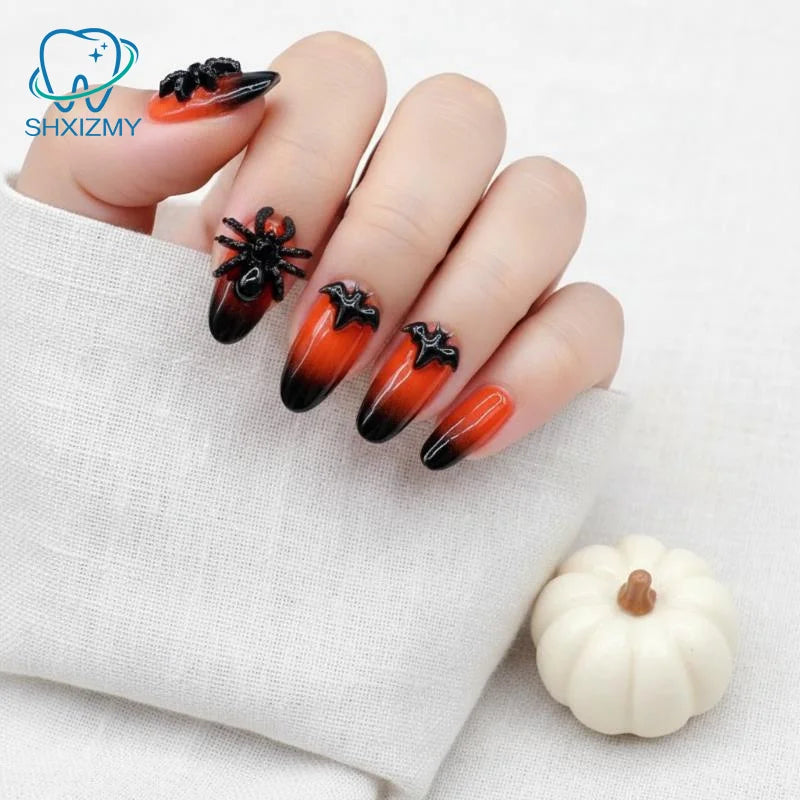 30Pcs Halloween 3D Resin Nail Charms – Bat Spider Snake