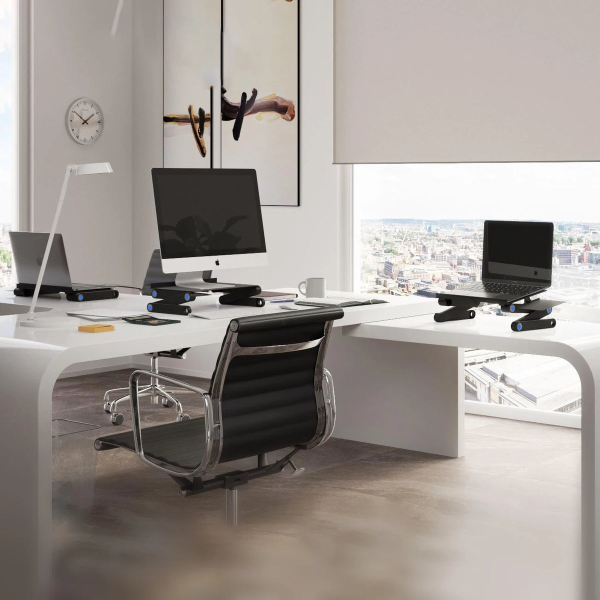 EGYAL Aluminum Laptop Lap Desk Dual Fan Cooling Stand & Mouse Pad