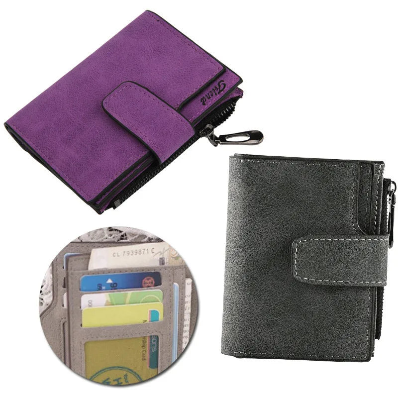 Women's Bifold Wallet Compact Card Holder with Clear Window