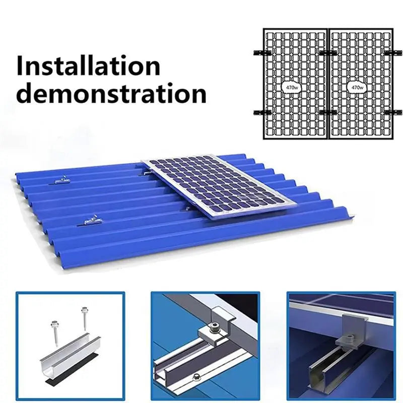 120mm U-Rail Solar Panel Mounting Kit with Clamps