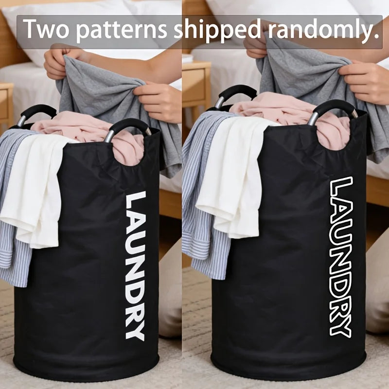 Black Collapsible Laundry Hamper Bag with Handles – 28 Inch