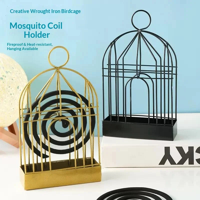 Birdcage Iron Mosquito Coil Holder & Hanging Incense Burner