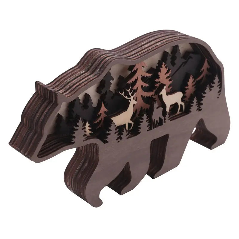 Bear & Deer Wood Wall Decor Set – Rustic Cabin Home Décor