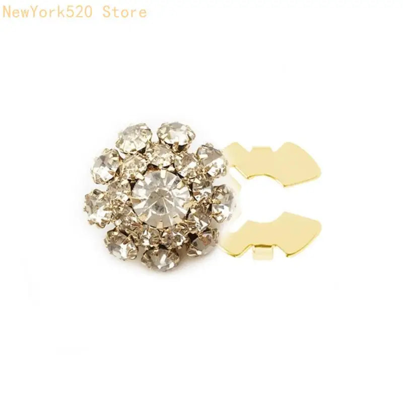 Rhinestone Flower Button Covers – Detachable Shirt Clips