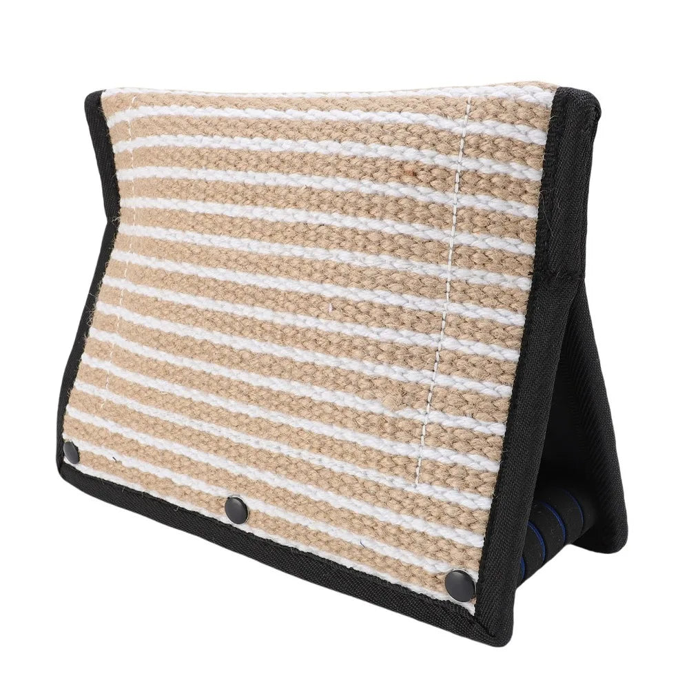 Dog Bite Pillow Tug Pad – Rough Woven Linen Multi-Handle Trainer