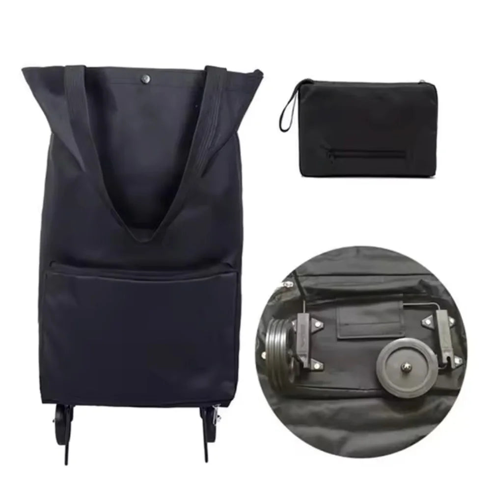 VIBE Foldable Shopping Trolley Bag on Wheels – Large Capacity