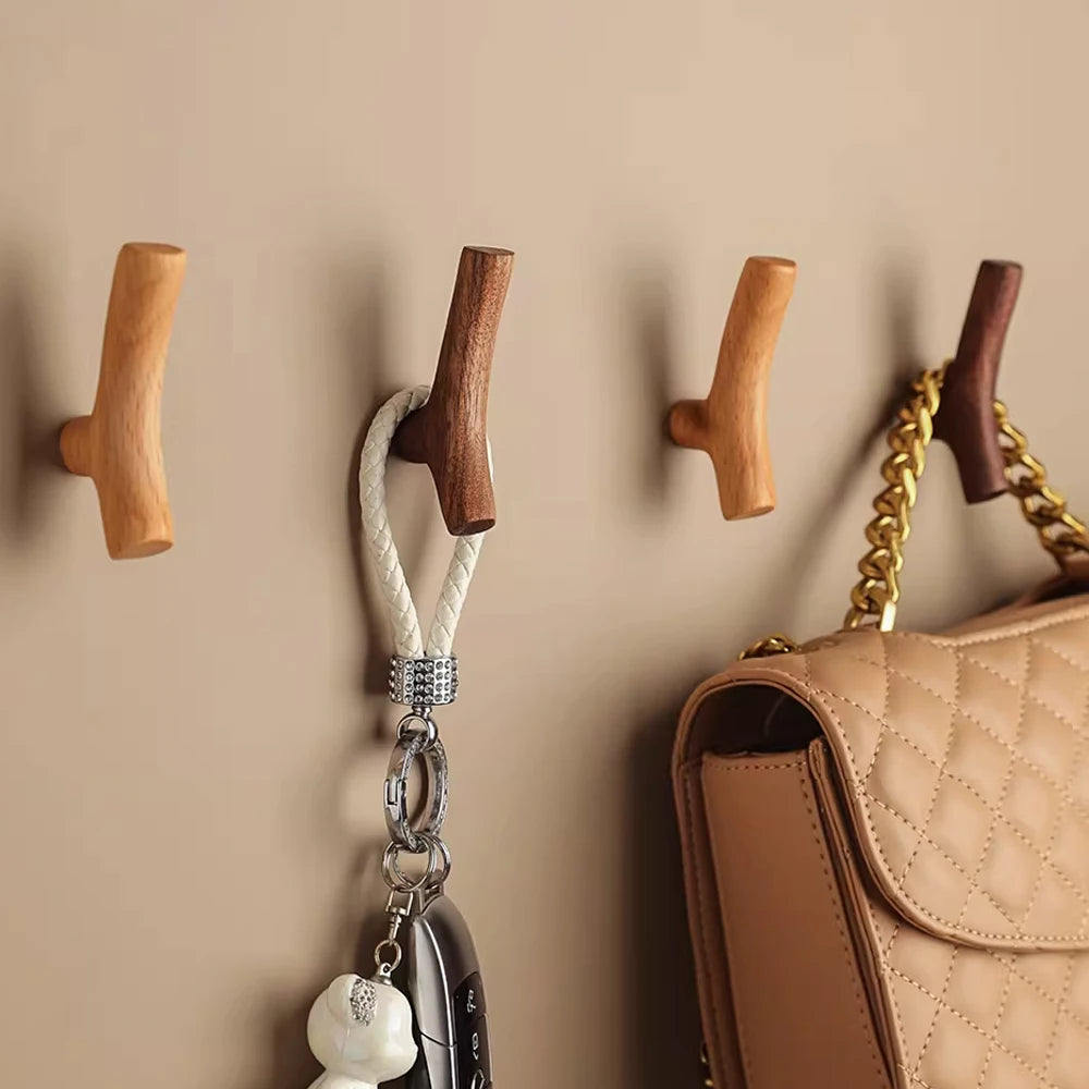 Tree Branch Wooden Wall Hook – Coat, Bag & Key Organizer