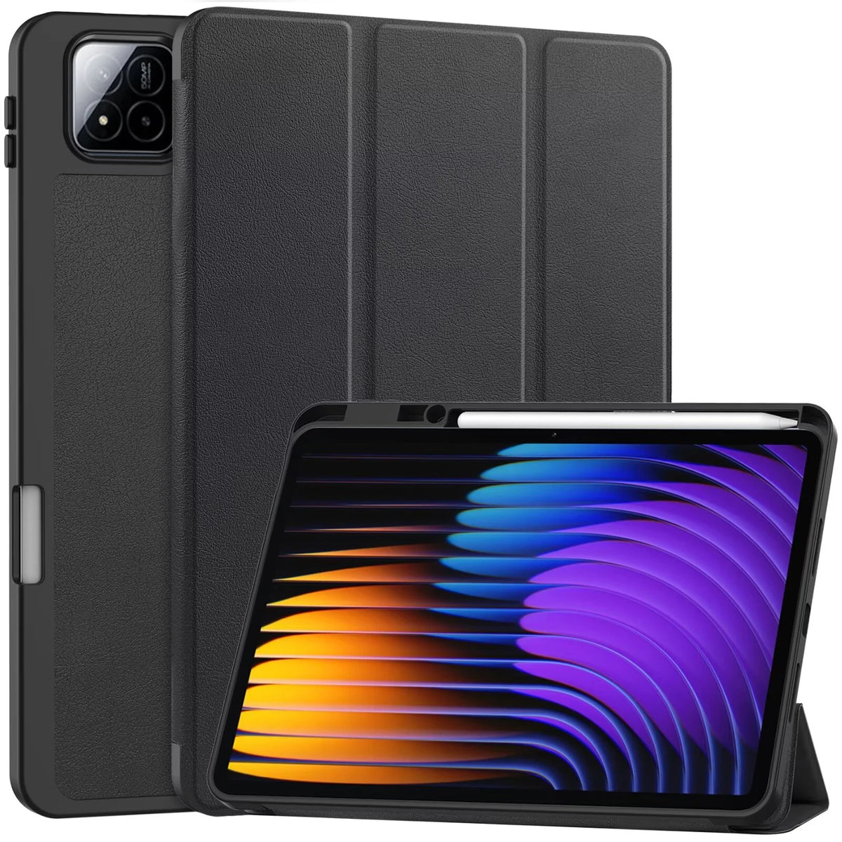Tri-Fold PU Leather Case for Xiaomi Pad 7 / Pad 7 Pro + Pen Slot
