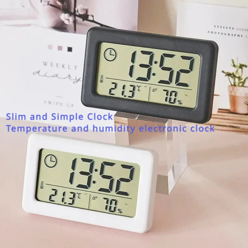 Mini Digital Clock Thermometer Hygrometer 12/24H Table & Wall