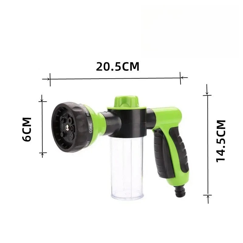 8-Pattern Garden Hose Nozzle Sprayer with Foam Container