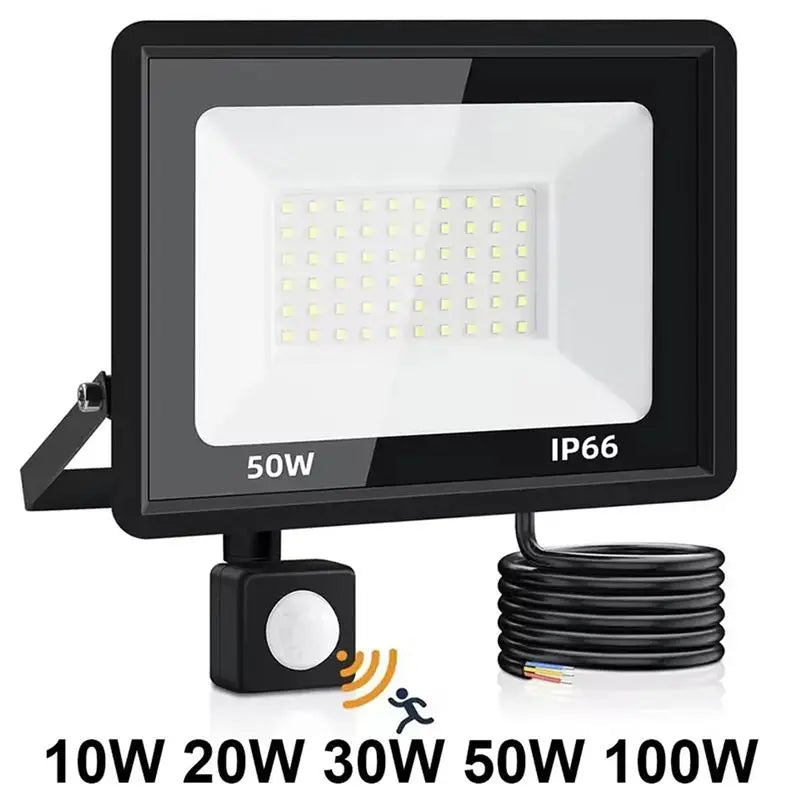 50W LED Outdoor Floodlight with Motion Sensor – IP66 Waterproof