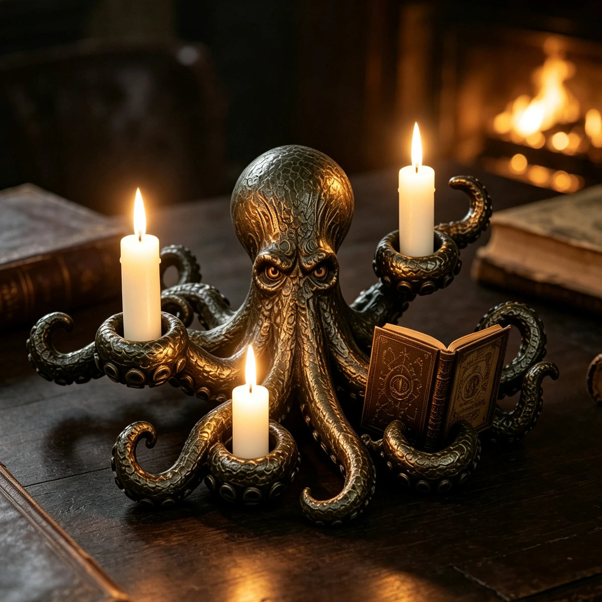 Octopus Candle Holder Resin Sculpture | Gothic Dark Fantasy Décor
