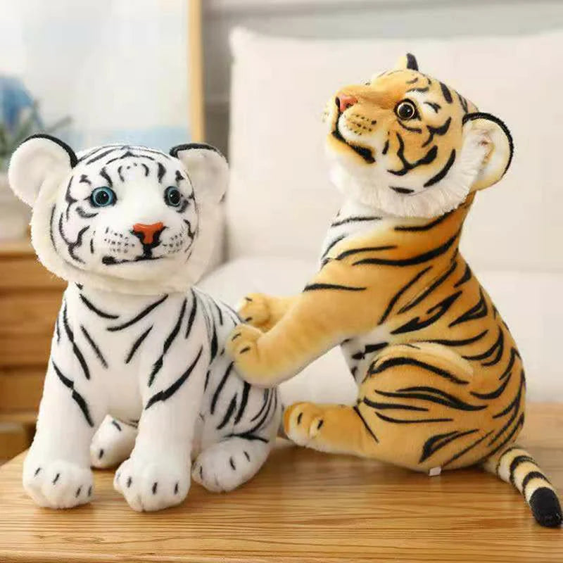 Lifelike White Tiger Stuffed Animal Plush Toy 23–33cm Gift