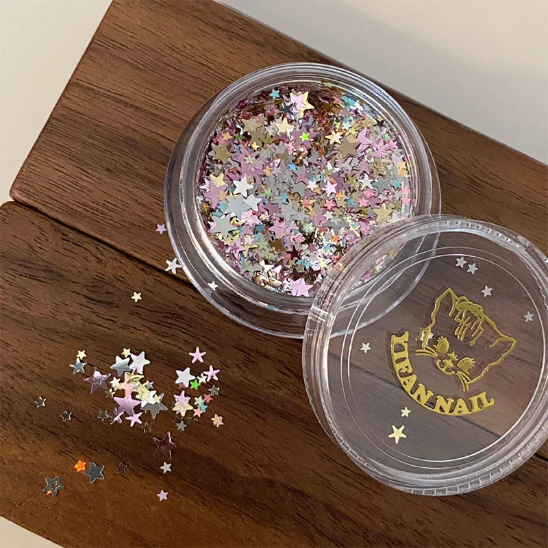 3D Star Nail Glitter Sequins – Mixed Color Nail Art Flakes