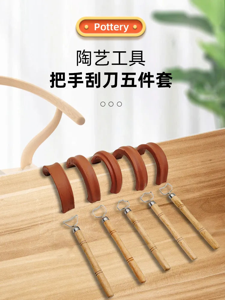 Pottery Carving Tools Set – Wood Handle Metal Sculpture Scrapers