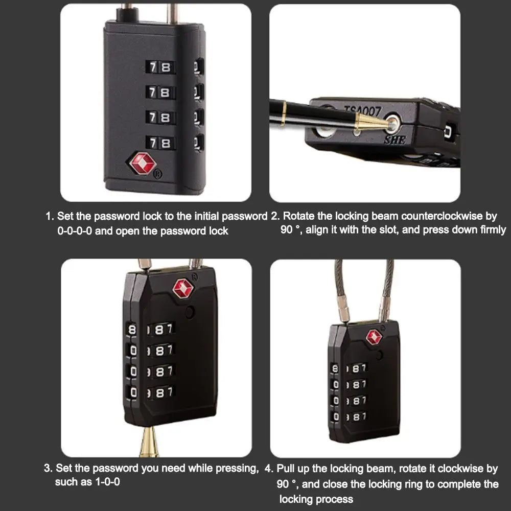 TSA 4-Digit Combination Padlock for Travel Luggage