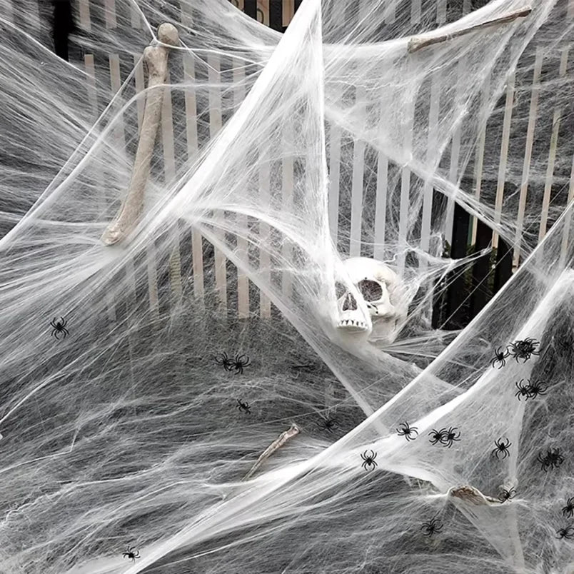 Halloween Stretchy Spider Web Cobweb Decoration with Spiders