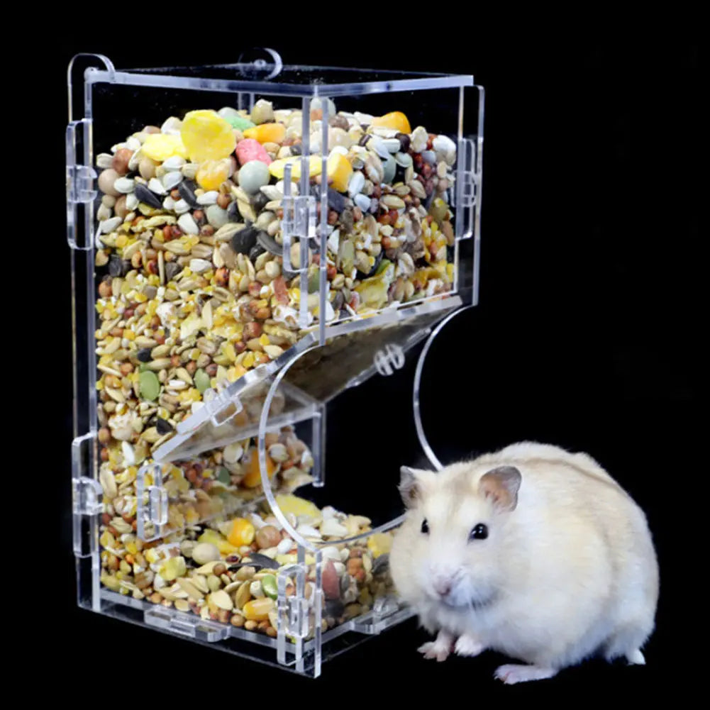 Acrylic Hamster Automatic Food Feeder Dispenser for Small Pets